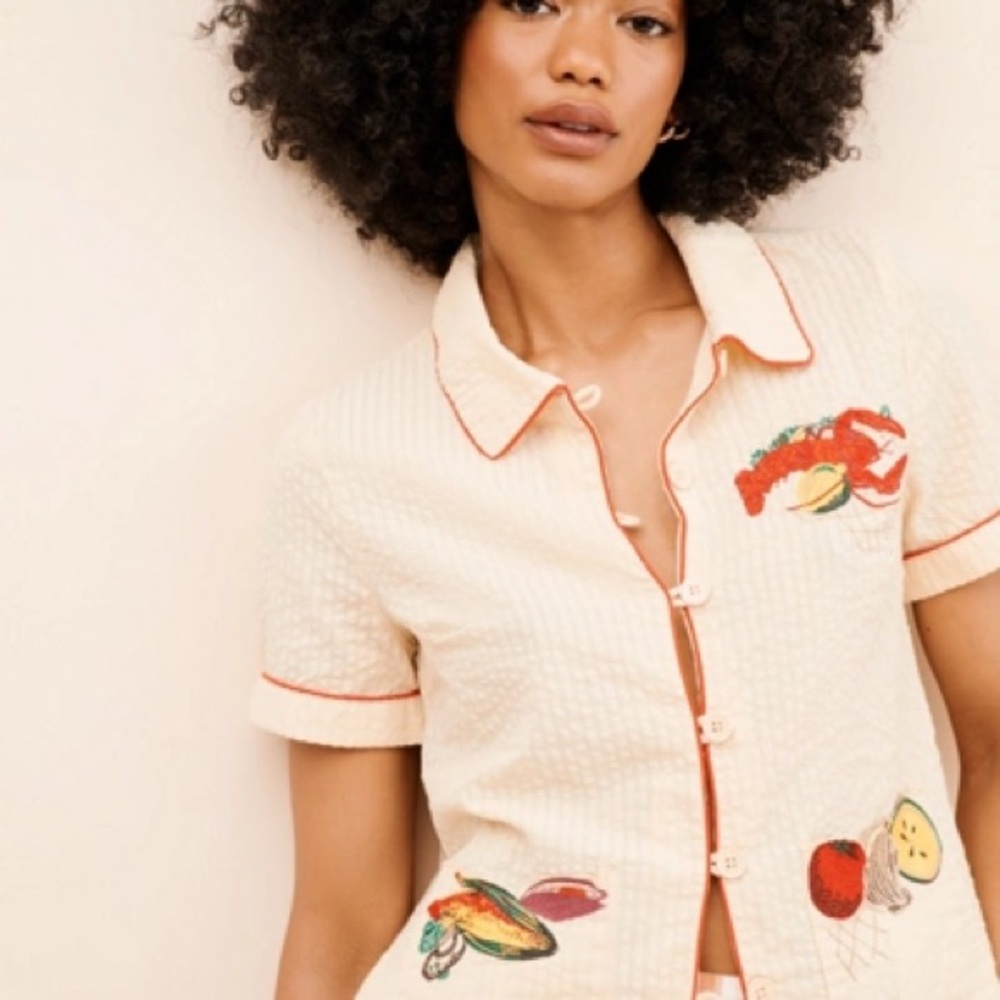 BDG Cream Textured button up Shirt